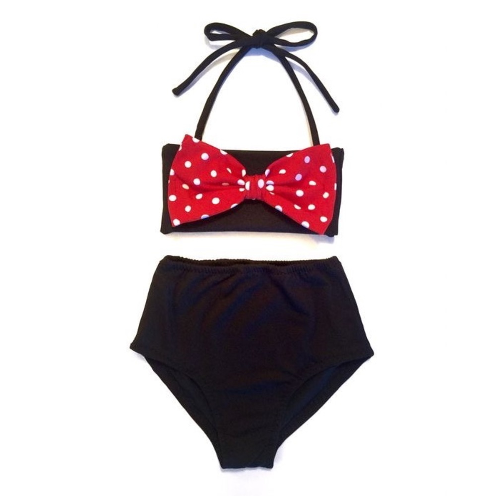 NWOT Girls Minnie Mouse high waist bikini, size 6/7